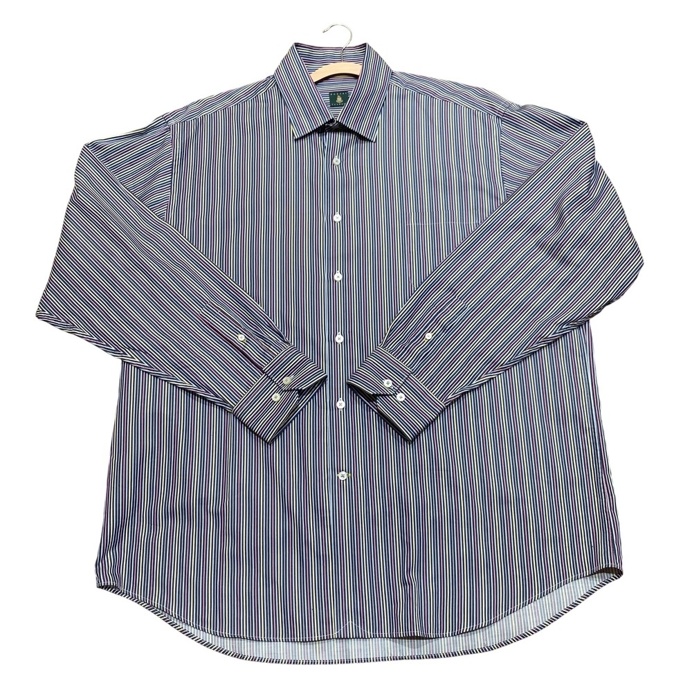 Robert Talbott Shirt Mens XL Multi Color Stripe Button Down Long Sleeve Portugal